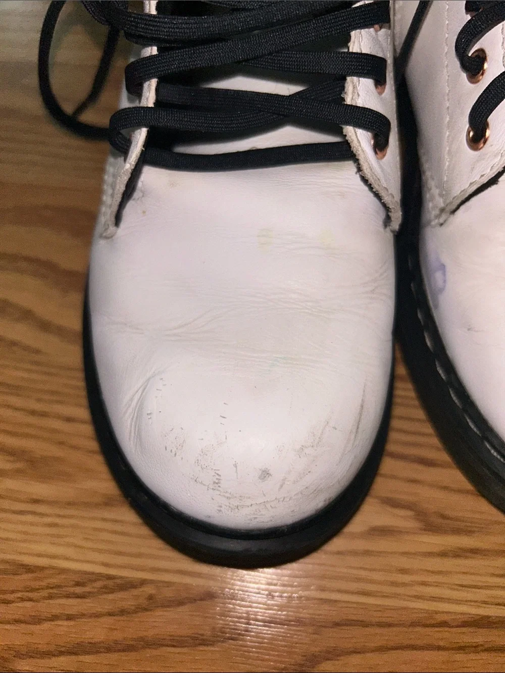 Dr. Martens White Leather Lace-Up Boots with Black Laces size 4